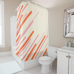 Diagonals - Pink, Orange and Cream Shower Curtain