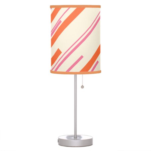 Diagonals _ Pink Orange and Cream Table Lamp