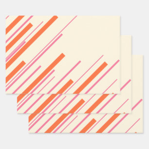 Diagonals - Pink, Orange and Cream Wrapping Paper Sheets