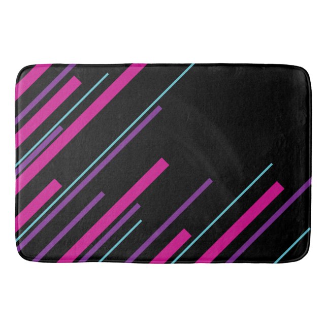 Diagonals - Pink, Purple, Blue and Black Bath Mat (Front)