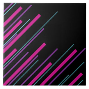 Diagonals - Pink, Purple, Blue and Black Ceramic Tile