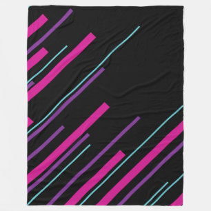 Diagonals - Pink, Purple, Blue and Black Fleece Blanket