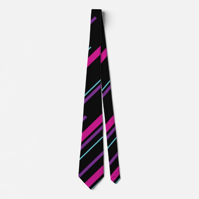 Diagonals - Pink, Purple, Blue and Black Neck Tie (Front)