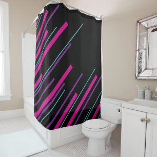Diagonals - Pink, Purple, Blue and Black Shower Curtain