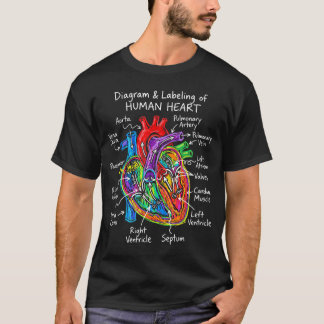 Diagram Labeling Of Human Heart Anatomy Biology T-Shirt