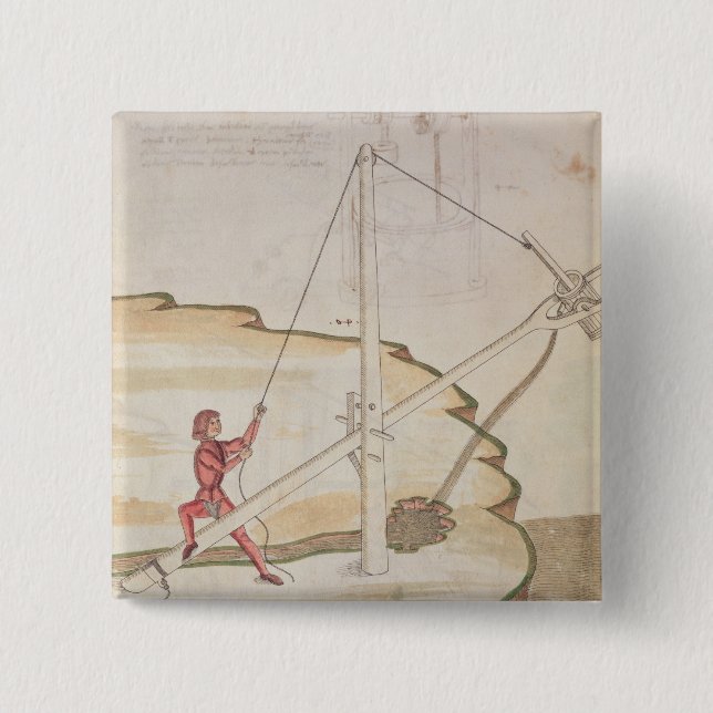 Diagram of a method of supplying water pinback button (Front)