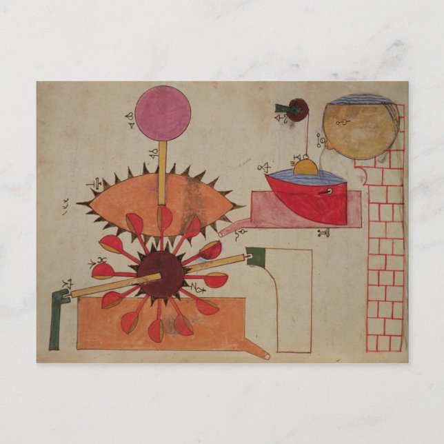 Diagram of a system for pumping water into a postcard (Front)