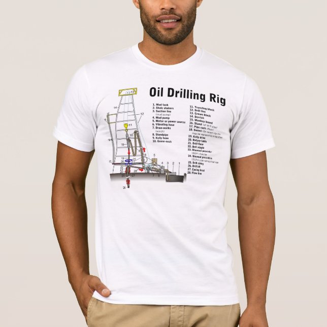 Diagram of an Oil Drilling Rig Tower T-Shirt (Front)