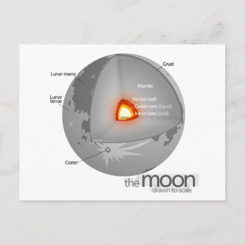 Diagram of the Internal Structure of Earths Moon Postcard