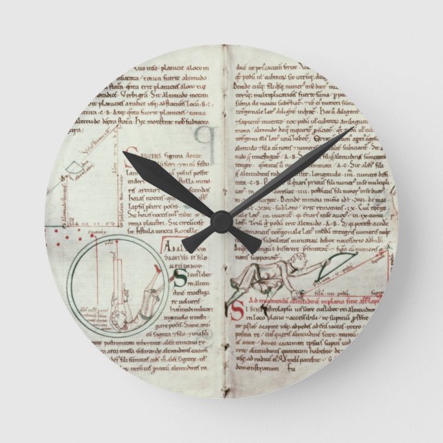 Diagrams of・and text (vellum) round clock (Front)