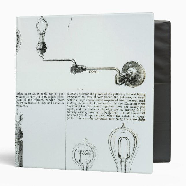 Diagrams of lightbulbs and their brackets 3 ring binder (Front/Inside)