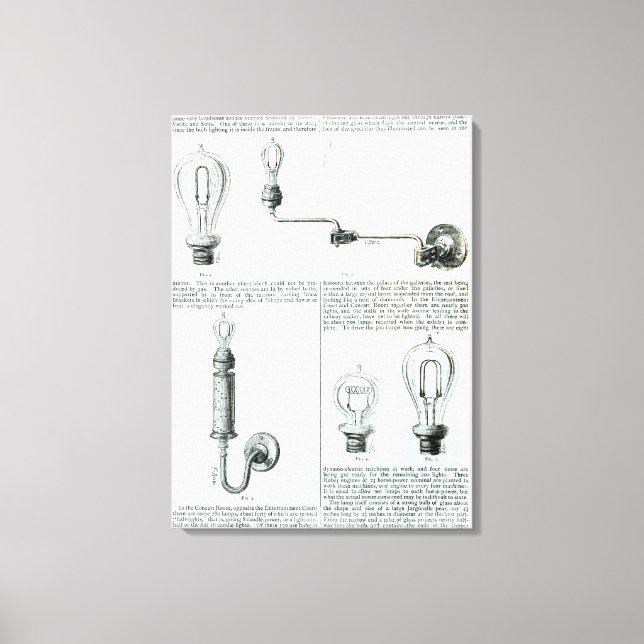 Diagrams of lightbulbs and their brackets canvas print (Front)