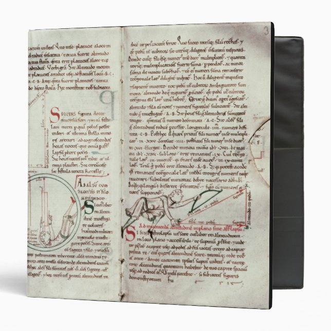 Diagrams of measurements and text (vellum) 3 ring binder (Front/Inside)