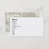 Diagrams of measurements and text (vellum) business card (Front/Back)