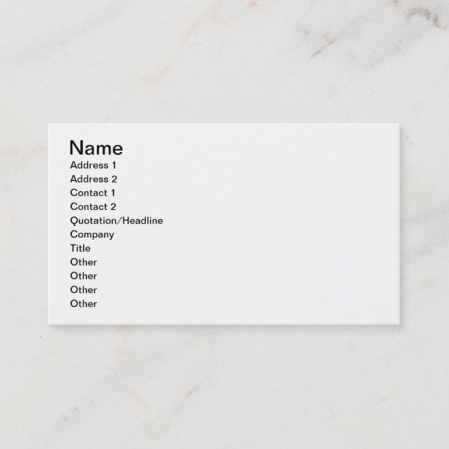 Diagrams of measurements and text (vellum) business card (Front)