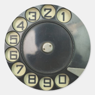 dial disk vintage retro phone number disk rotary classic round sticker