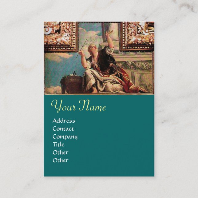 DIALECTICS MONOGRAM, blue green brown Business Card (Front)