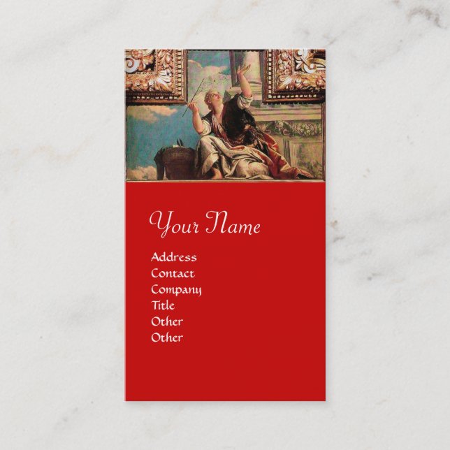 DIALECTICS / Renaissance Allegory, Red Business Card (Front)