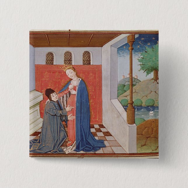 Dialogue between Boethius and Philosophy Button (Front)