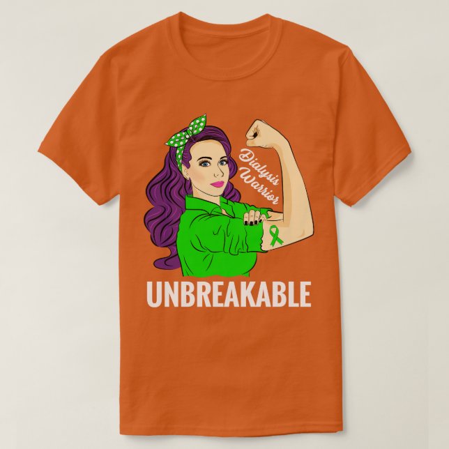 Dialysis Awareness Kidney Transplant Warrior Unbre T-Shirt (Design Front)