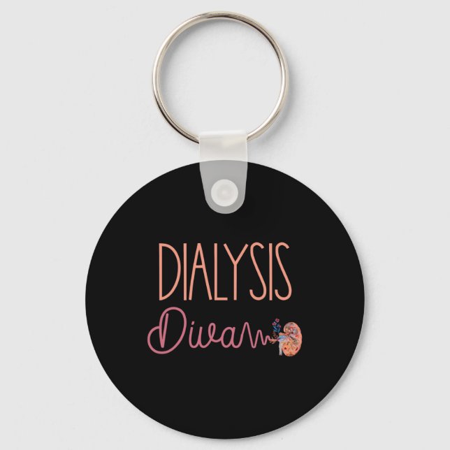 Dialysis Diva Technician Nurse Patient Cute Kidney Keychain (Front)