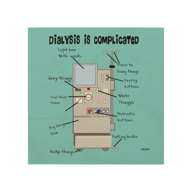 Dialysis Humor Pillow Wood Wall Art (Front)