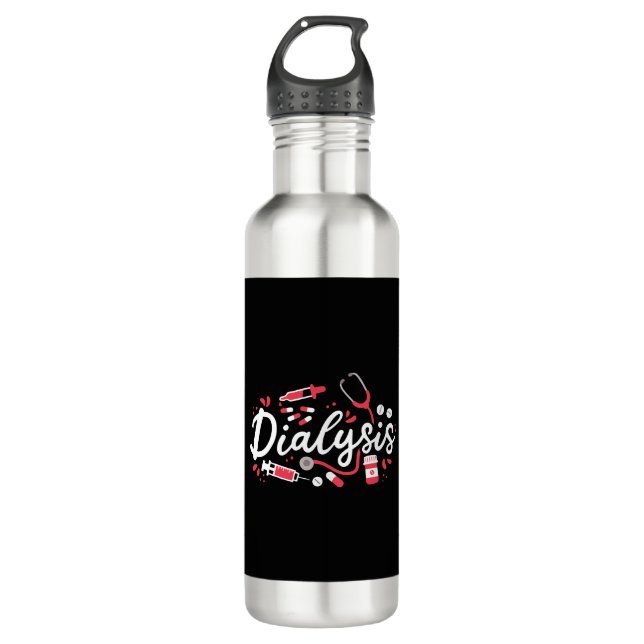 Dialysis Nephrology Nurse Dialysis Nurse Stainless Steel Water Bottle (Front)