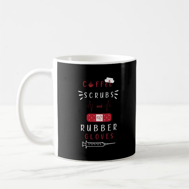 Dialysis Nurse Coffee Scrubs And Rubber Gloves Coffee Mug (Left)
