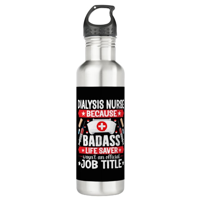 Dialysis Nurse - Funny Nephrology Nurse Kidney Stainless Steel Water Bottle (Front)