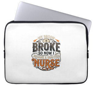 Dialysis Nurse Halloween Broom Broke Vintage Desig Laptop Sleeve
