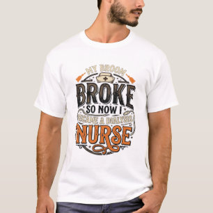 Dialysis Nurse Halloween Broom Broke Vintage Desig T-Shirt