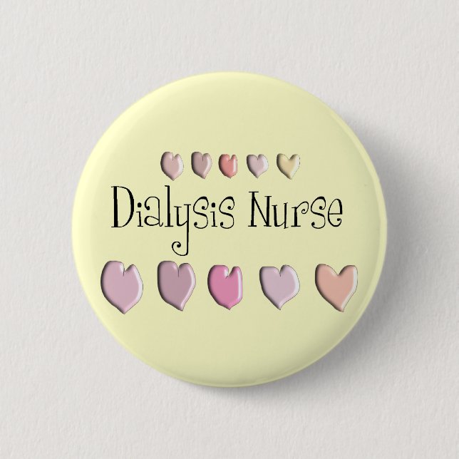 Dialysis Nurse Hearts Design Gifts Button (Front)