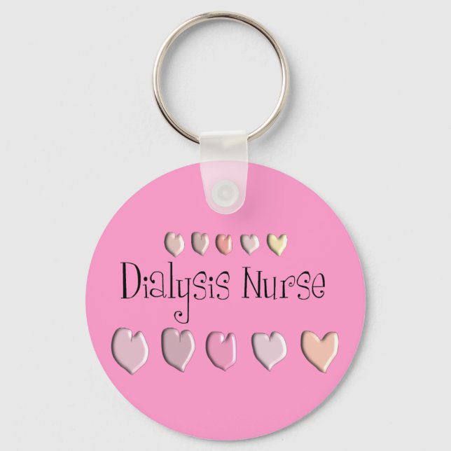 Dialysis Nurse Hearts Design Gifts Keychain (Front)