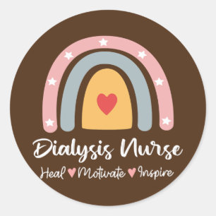 Dialysis Nurse Nephrology Nursing Student Rainbow Classic Round Sticker