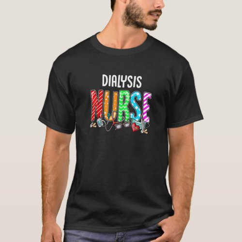 Dialysis Nurse Plaid Red Love Heart Stethoscope Rn T_Shirt