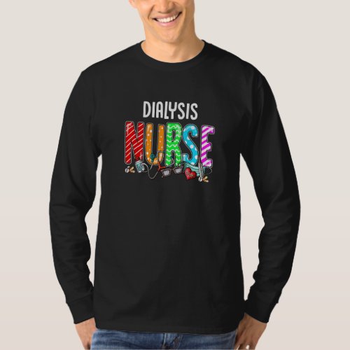 Dialysis Nurse Plaid Red Love Heart Stethoscope Rn T_Shirt