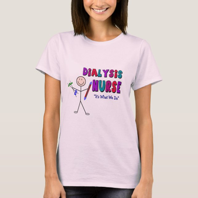 Dialysis Nurse Stick Person Design T-Shirt (Front)