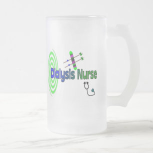 "Dialysis Nurse" Unique graphics Gifts Frosted Glass Beer Mug
