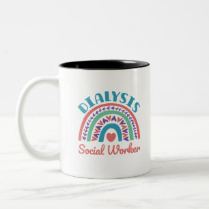 Dialysis Social Worker LCSW Renal Rainbow Two-Tone Coffee Mug