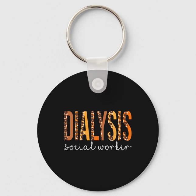 Dialysis Social Worker Leopard Fall Autumn Thanksg Keychain (Front)