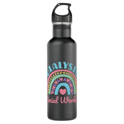 Dialysis Social Worker Renal LCSW Rainbow Women Stainless Steel Water Bottle