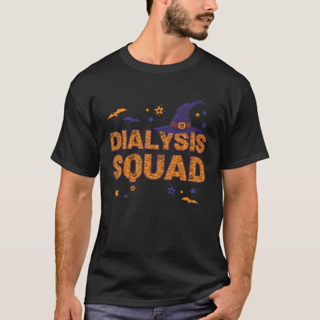 Dialysis Squad Witch Hat Halloween Matching Nurses T-Shirt (Front)