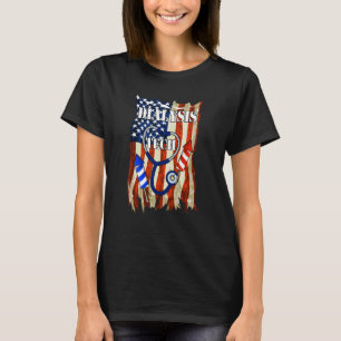 Dialysis Tech 4th Of July American Flag Stethoscop T-Shirt