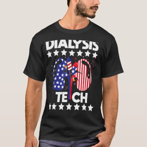 Dialysis Tech 4th Of July American Flag Stethoscop T_Shirt