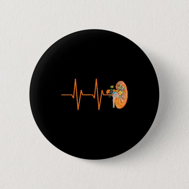 Dialysis Tech Nephrology Nurse Kidney Heartbeat Pu Button (Front)