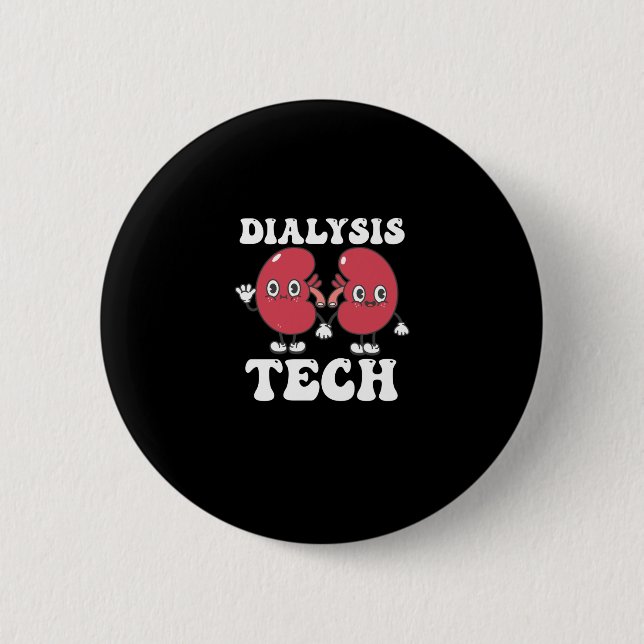 Dialysis Tech Retro Groovy Button (Front)