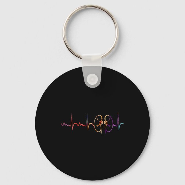 Dialysis Technician Nurse Kidney Heartbeat awarene Keychain (Front)