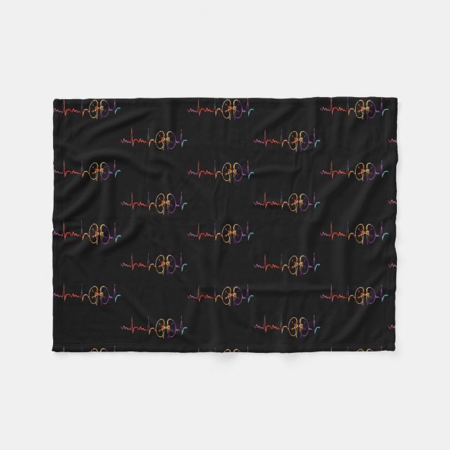 Dialysis Technician Nurse Kidney Heartbeat Fleece Blanket (Front (Horizontal))