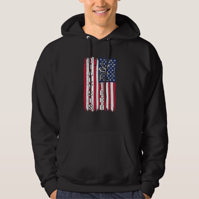 Dialysis Us Flag for Patriotic Dialysis Technician Hoodie (Front)