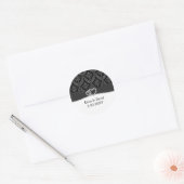 diamante damask charcoal wedding classic round sticker (Envelope)
